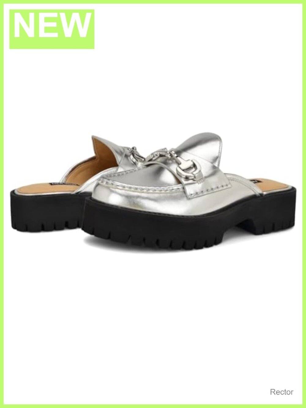 Faux Leather Lug Sole Loafer Mules